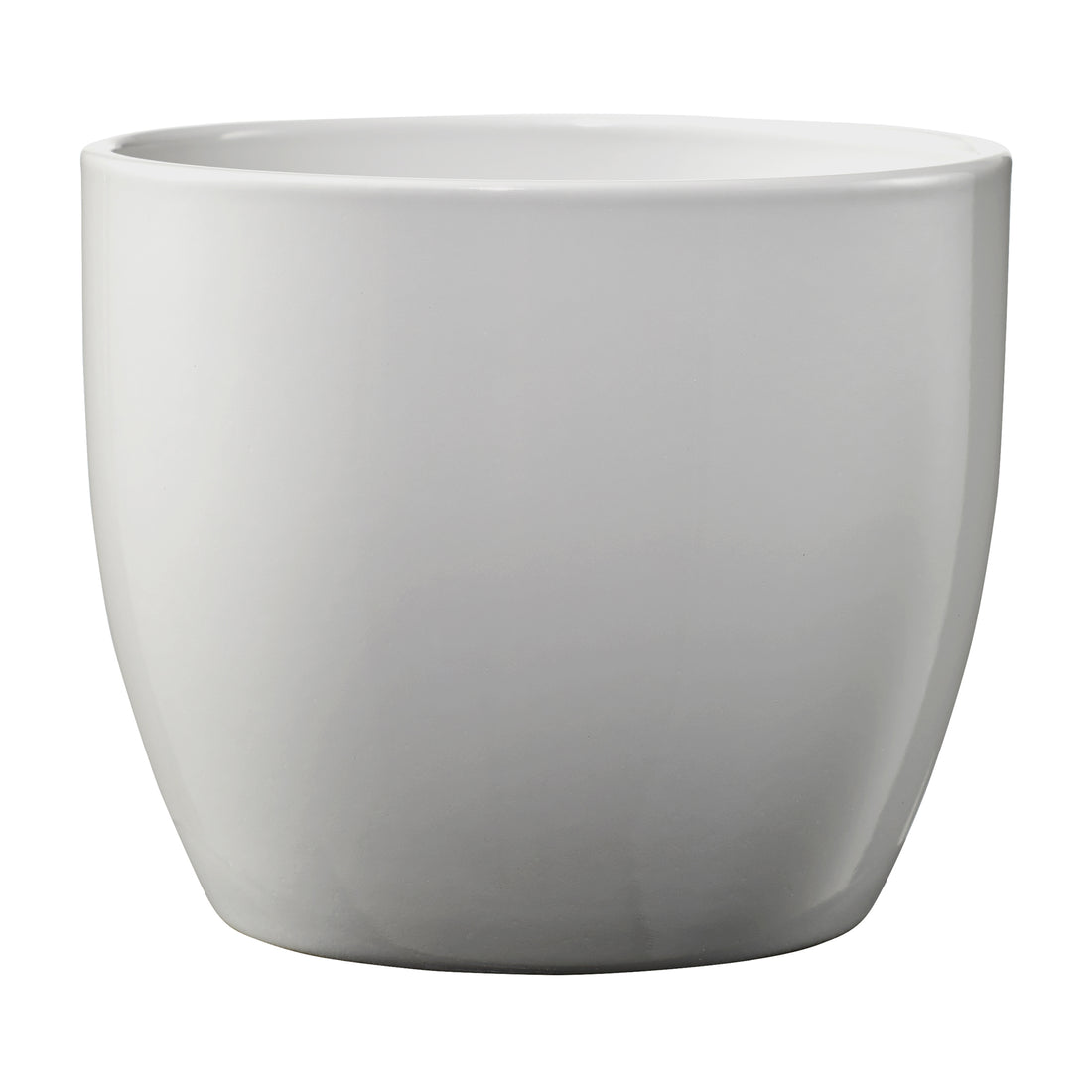 Basel Elegance Ceramic Pot - 5.1" Shiny Light Gray