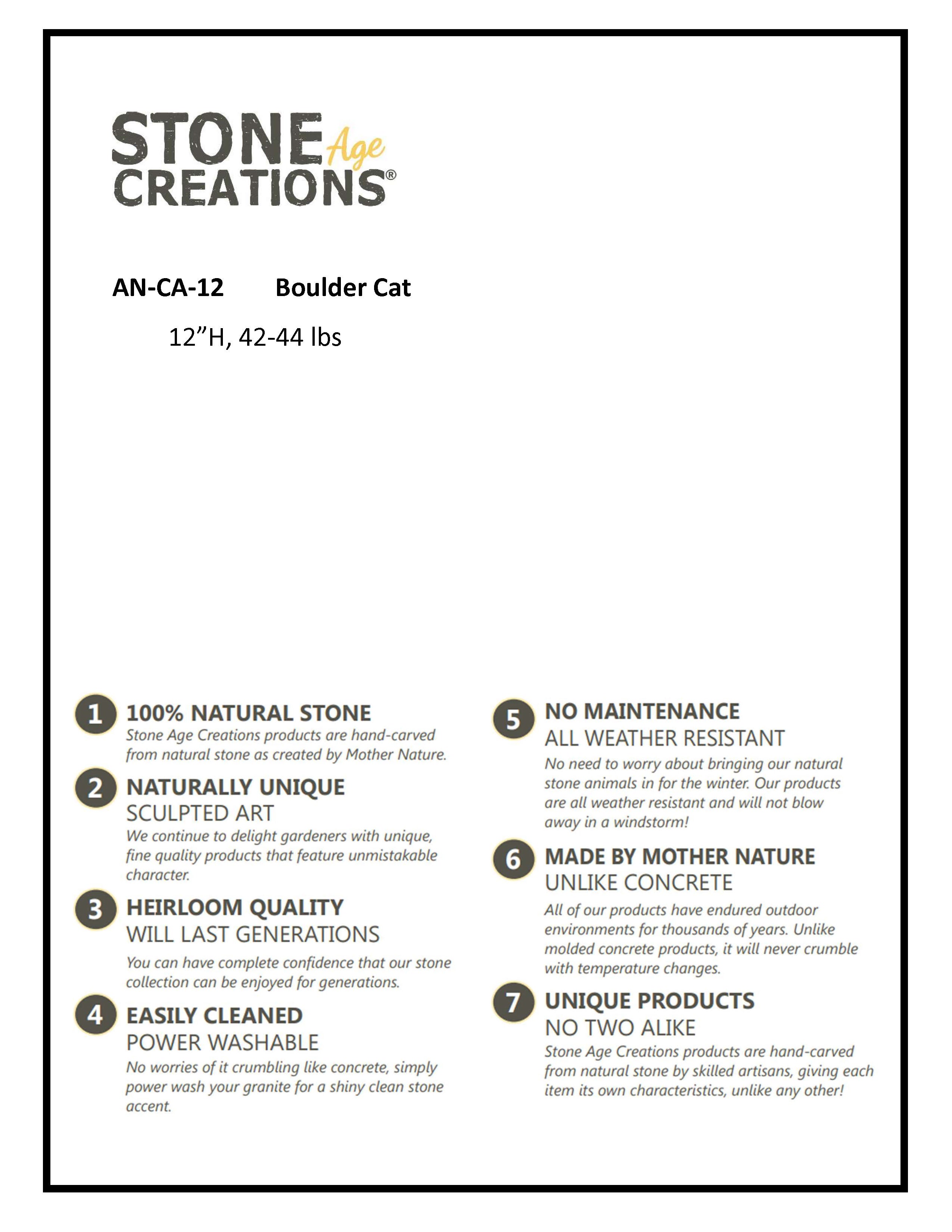 Boulder Cat - 12" H