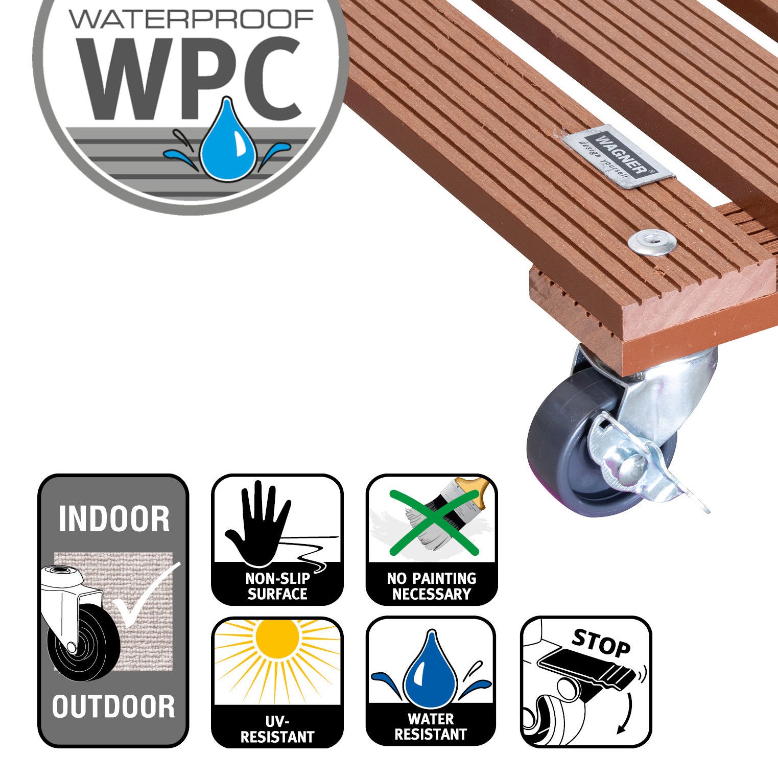 Wagner Waterproof Plant Caddy - 11.4" Terra Cotta Square