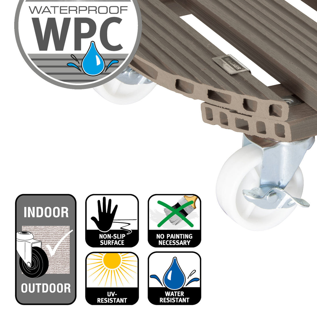 Waterproof Plant Caddy - 20" Taupe Round