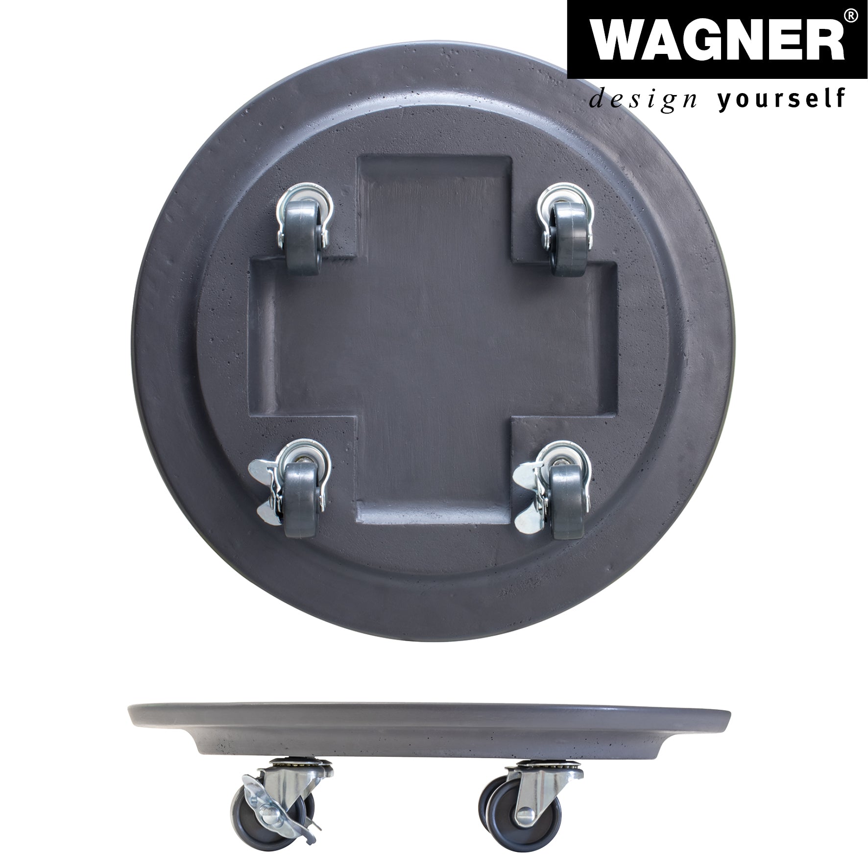 Charcoal Stone Plant Caddy - 13.4" Round