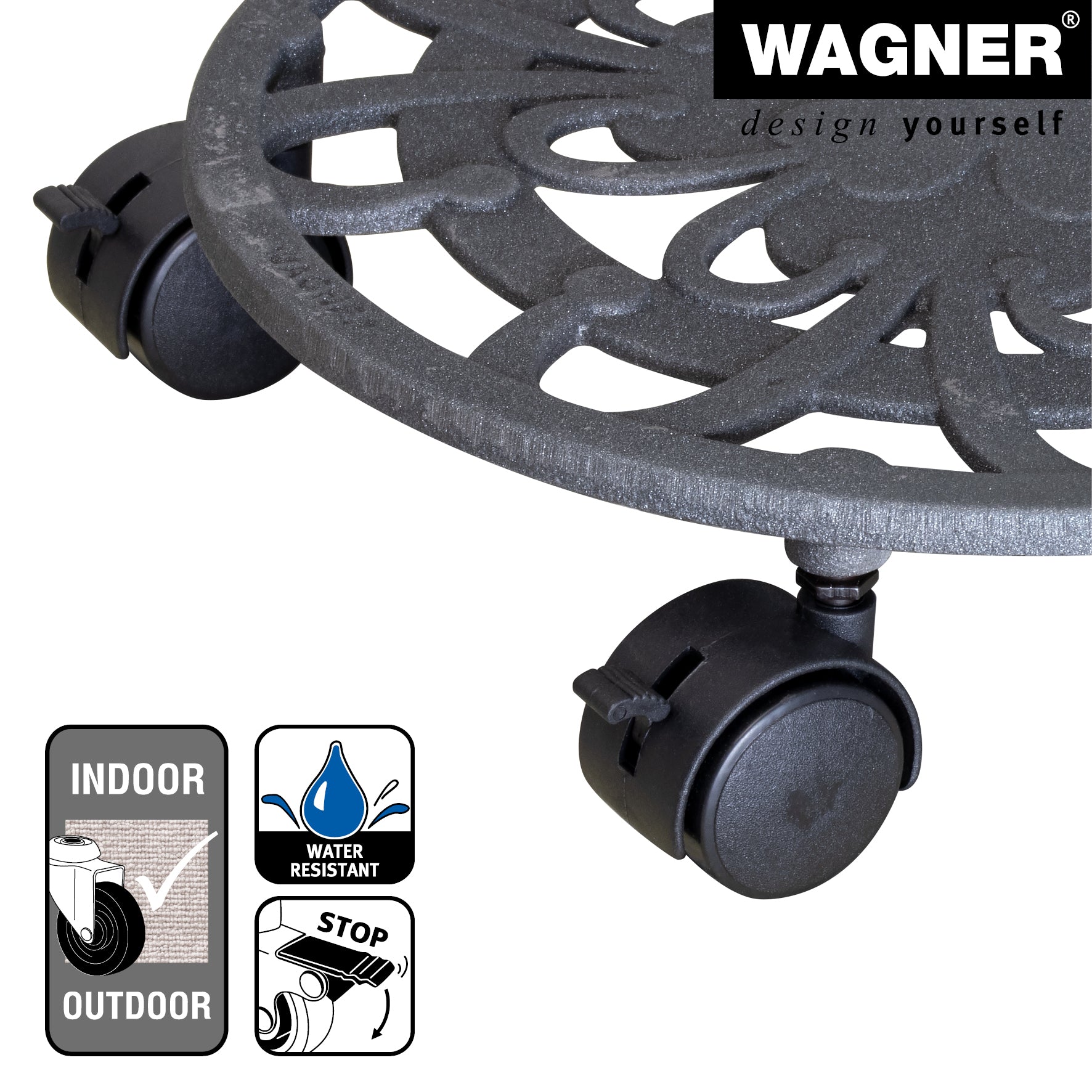 Cast Iron Plant Caddy - 11.4" Slate Gray Round