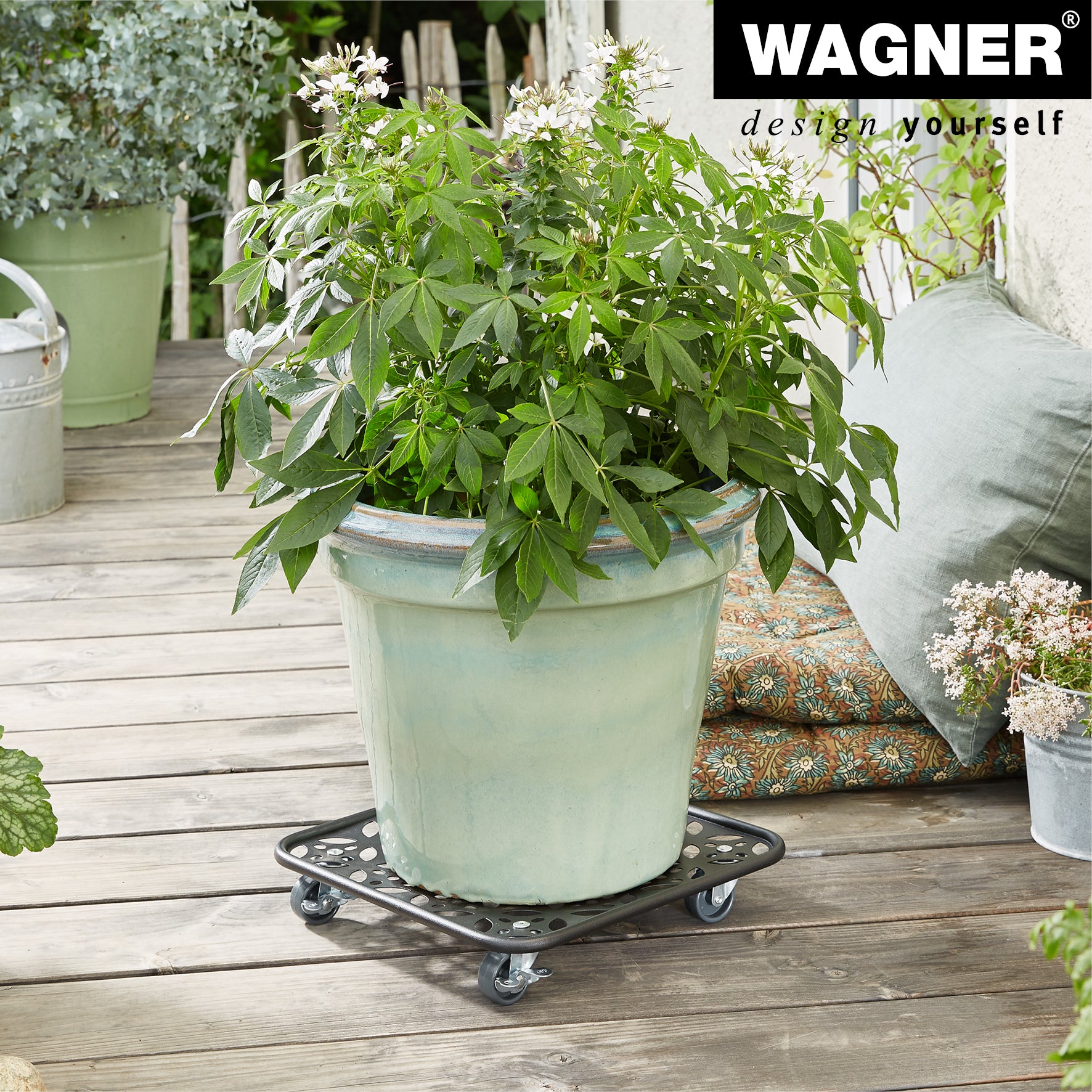 Steel Plant Caddy - 11.8" Black Square Flower