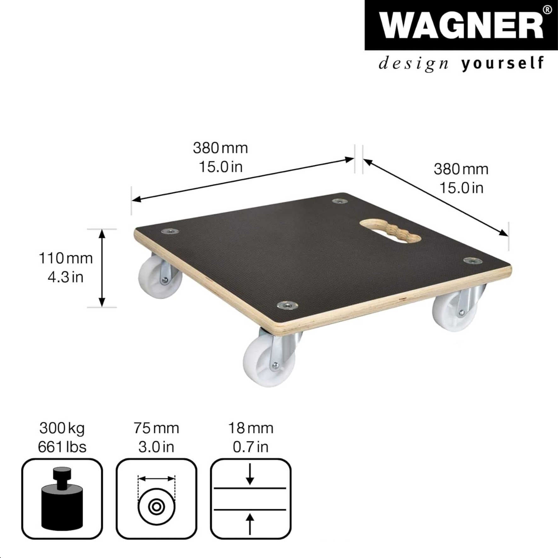 MaxiGrip Plant Caddy - 15" Black Square