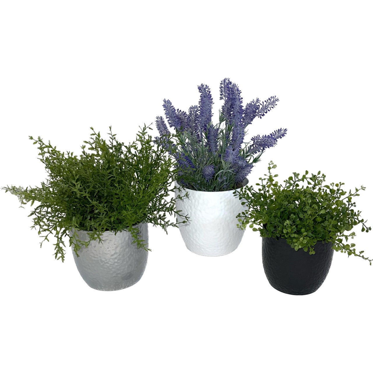 Boston Ceramic Pots ( 3 Piece Set) - 6.3" White, 5.5" Silver, & 5.1" Anthracite