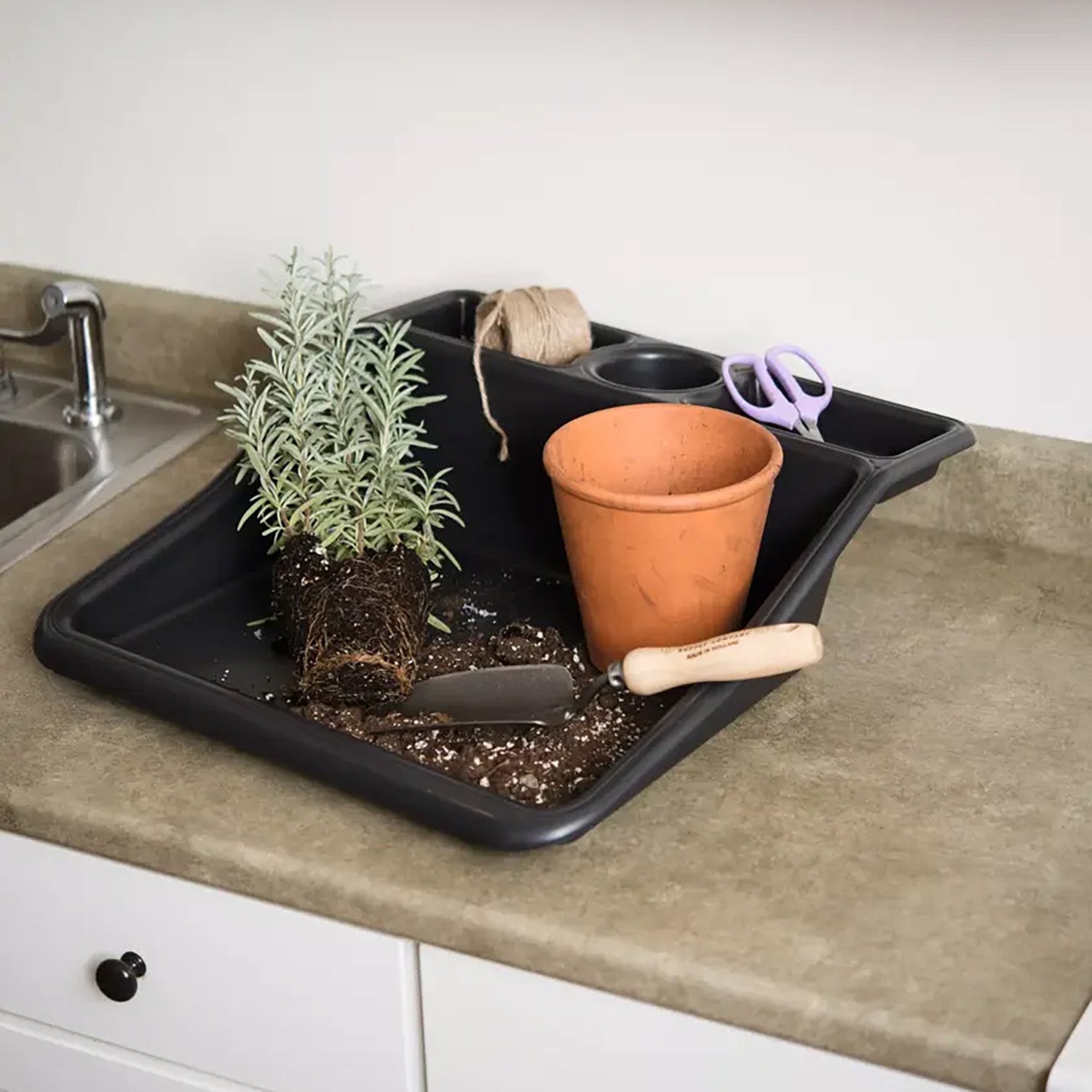 Tidy Tray - Compact Black with Shelf