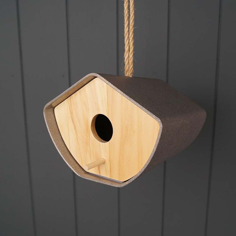 Japandi Birdhouse - 6.3" Anthracite Bamboo