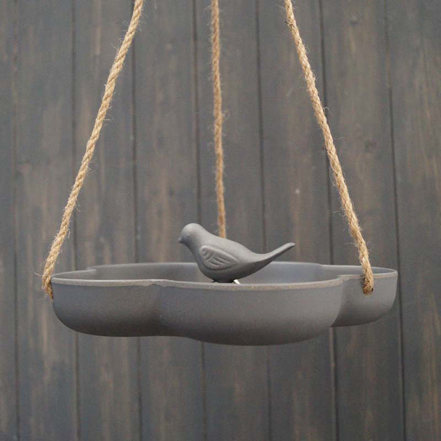 Hanging Bird Bath/Feeder - 9.2" Anthracite Bamboo