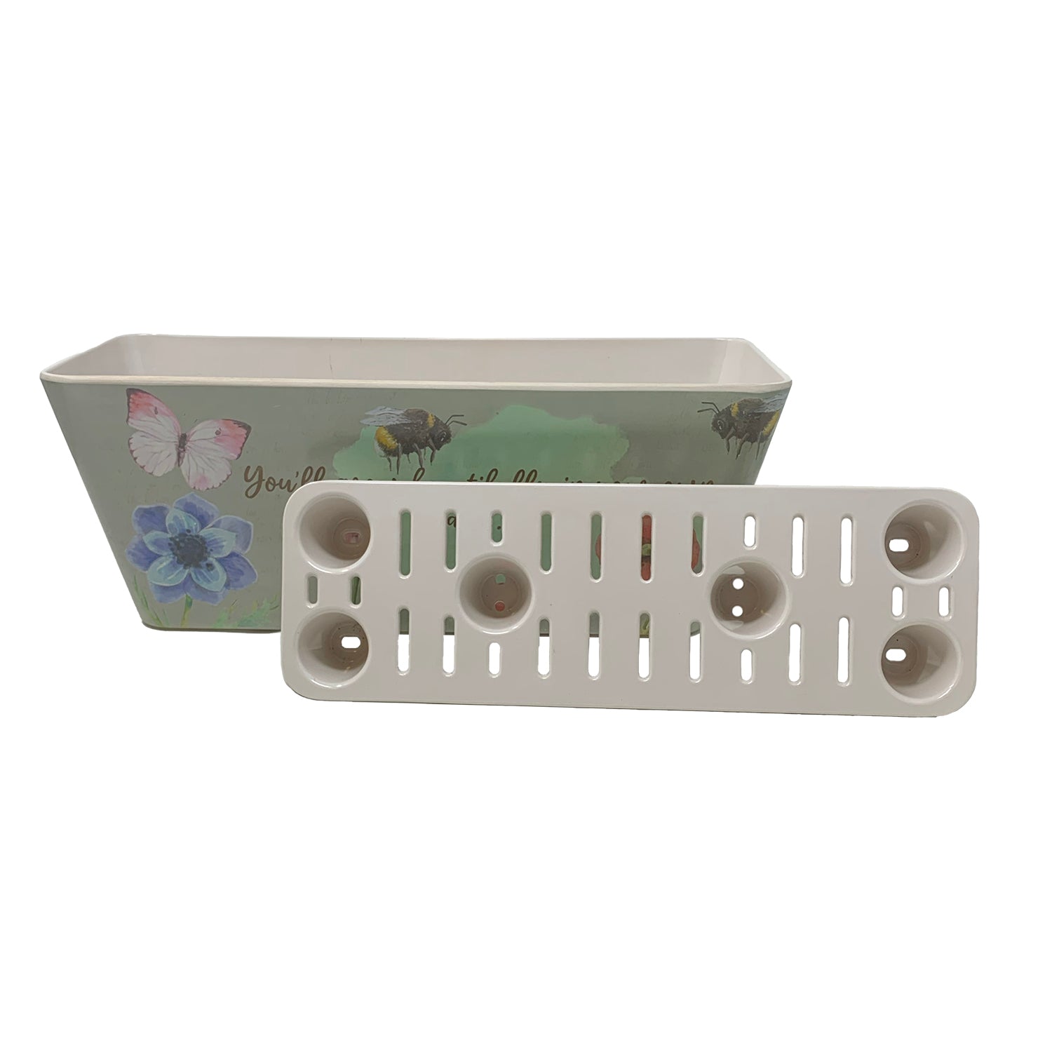 16" Rectangular Self-Watering Bamboo Planter - Flowers