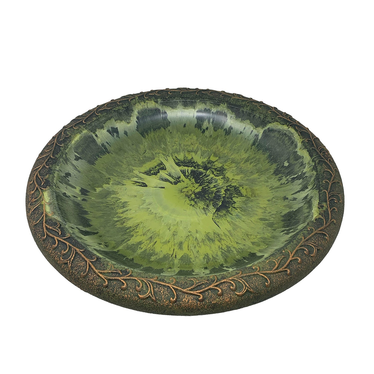 Light Green Fiber Clay Birdbath Bowl - 19" dia