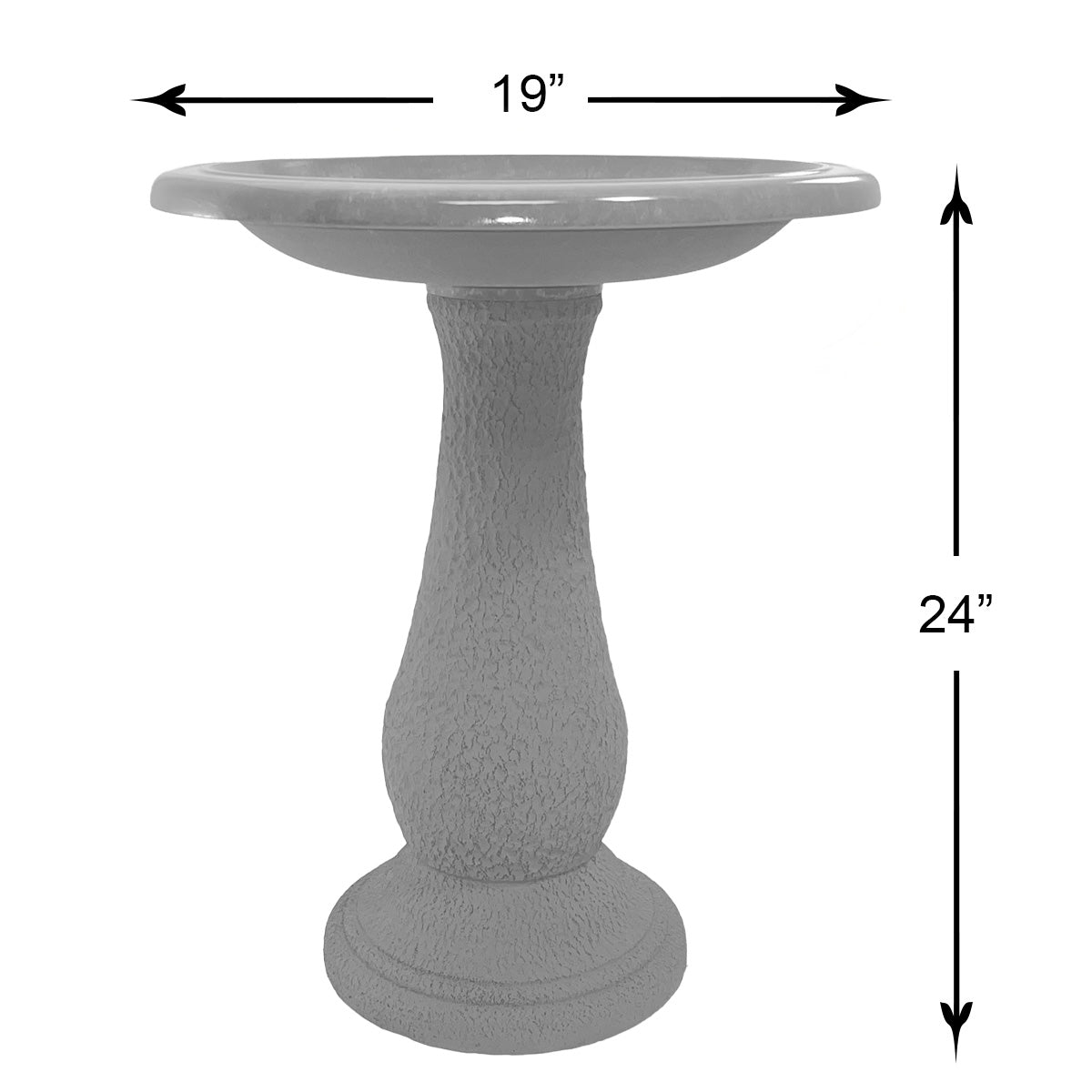 Gray Fiber Clay Birdbath m- 24"