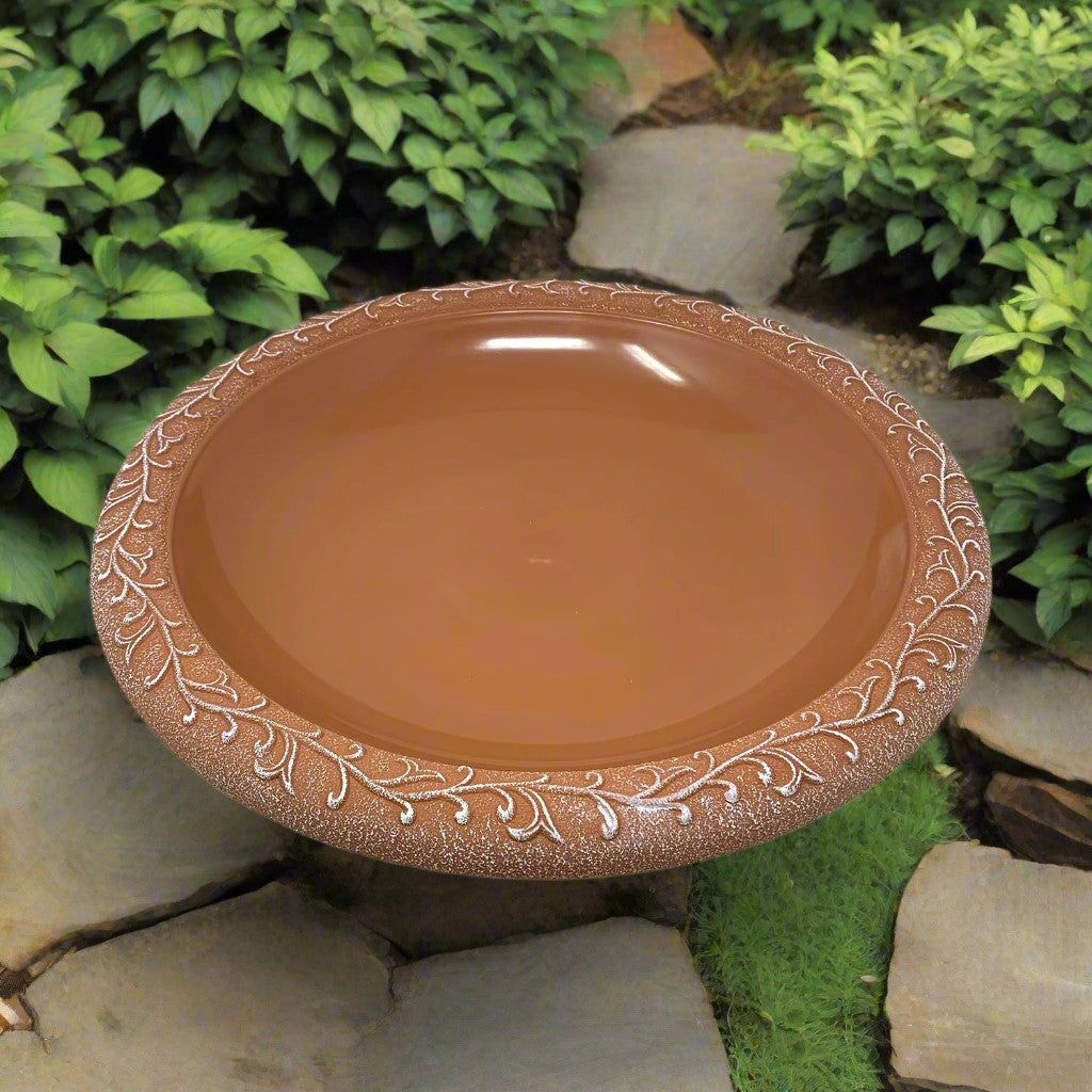 Terra Cotta Fiber Clay Birdbath Bowl - 19" dia