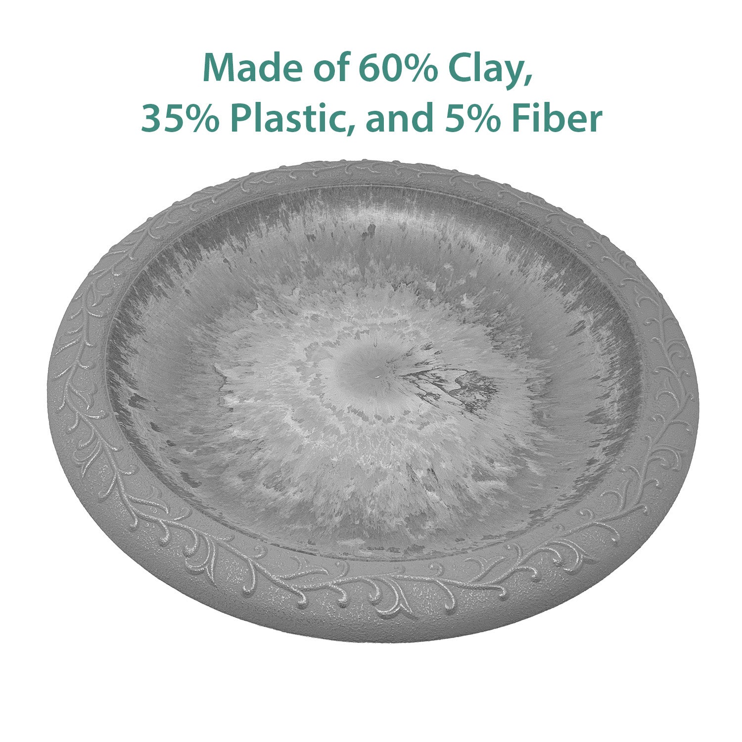 Slate/Wine Fiber Clay Birdbath Bowl - 19" dia