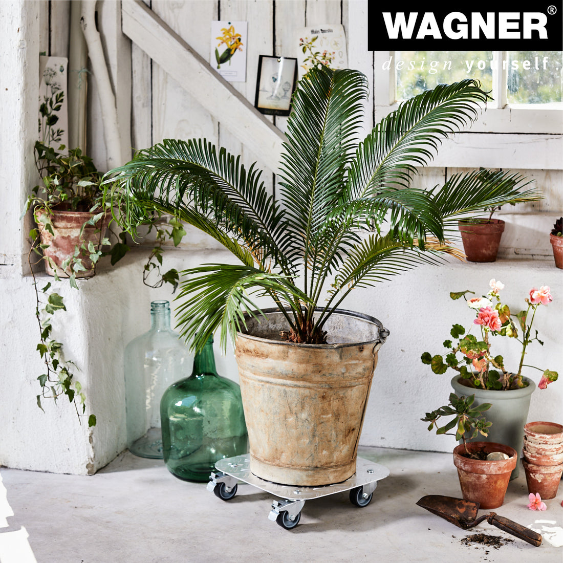 Aluminum Plant Caddy - 11.4" Silver Square Diamond Plated