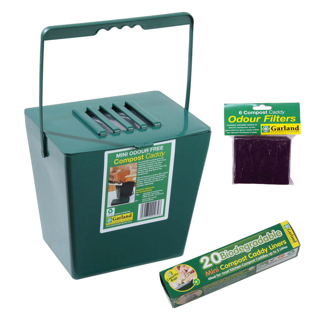 Mini Compost Caddy with Replacement Filters & Biodegradable Bags