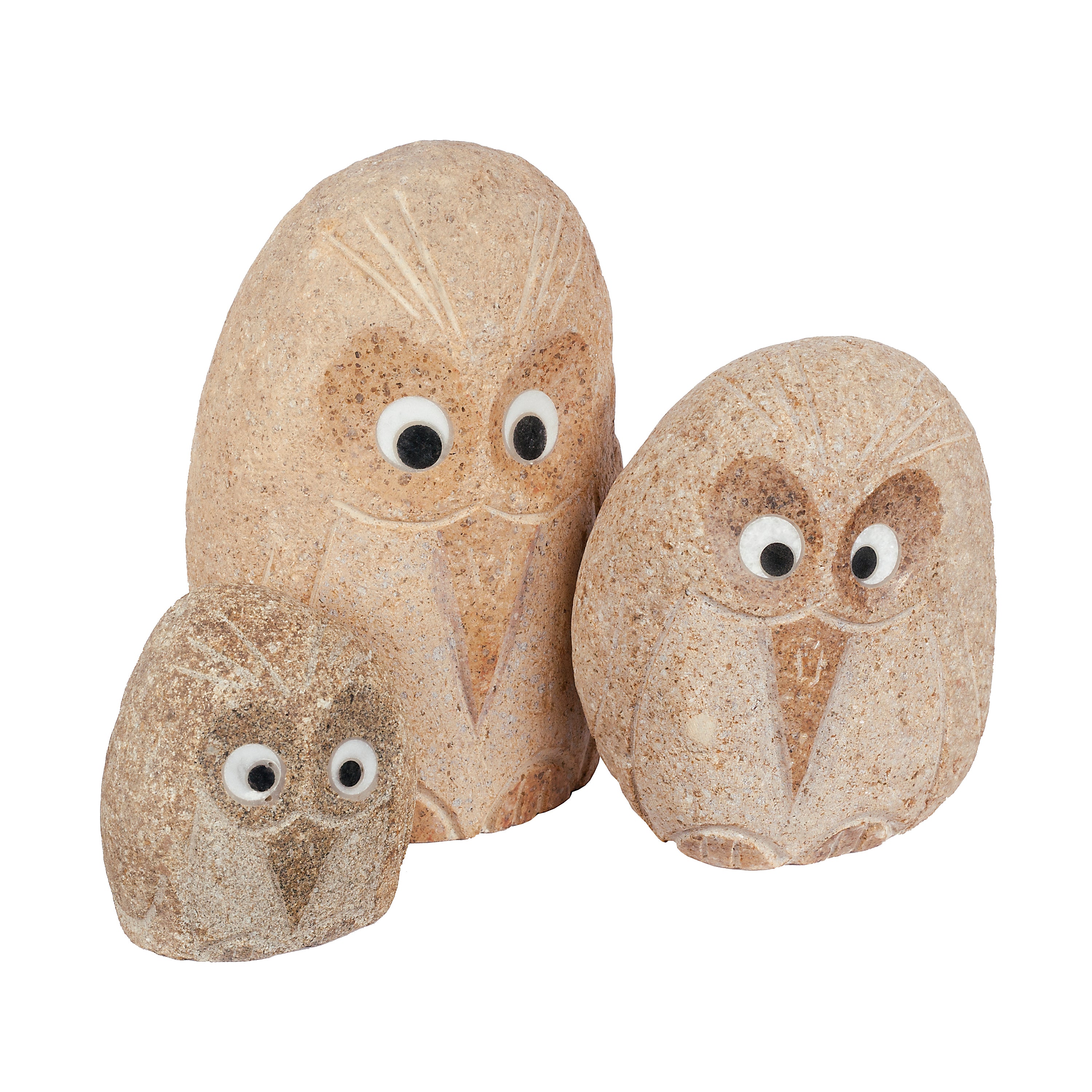 Family of Boulder Angry Birds - 3 Pcs 4"H, 6"H, 8"H,