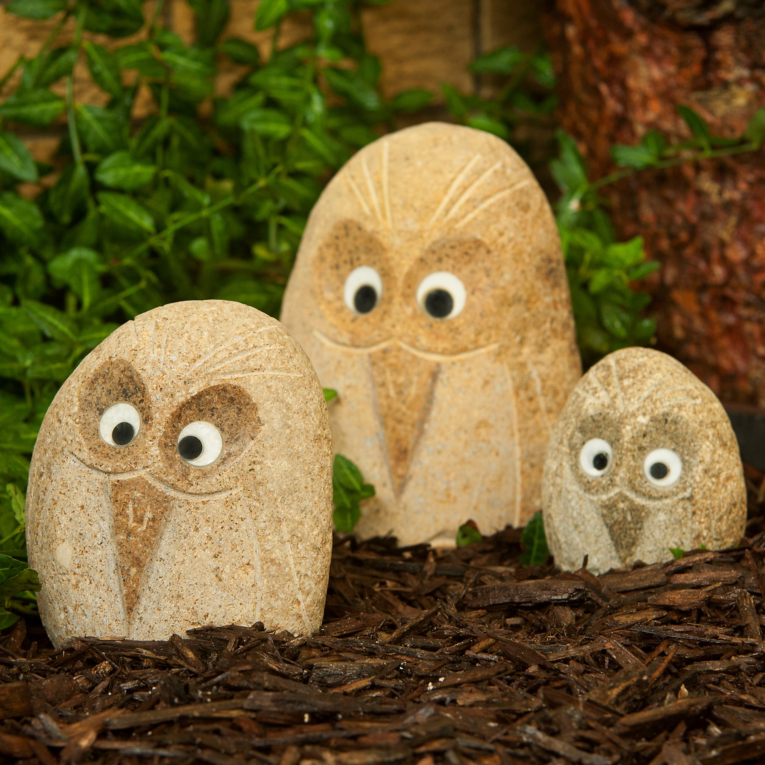 Family of Boulder Angry Birds - 3 Pcs 4"H, 6"H, 8"H,