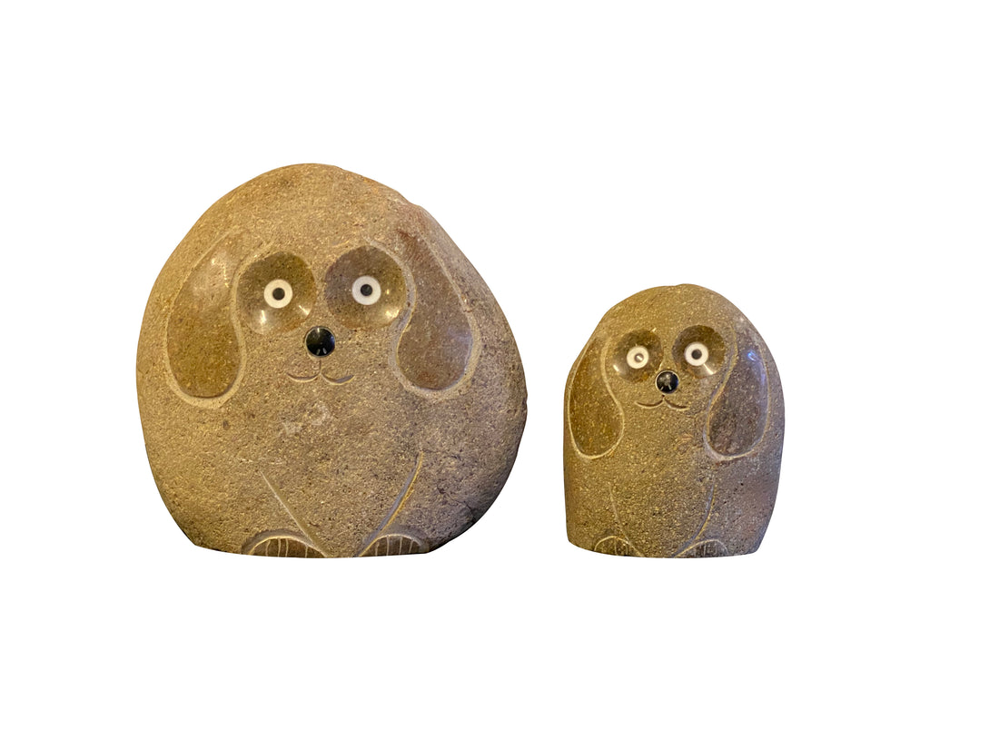 Family of Boulder Dogs - 2 Pcs 8"H, 12"H