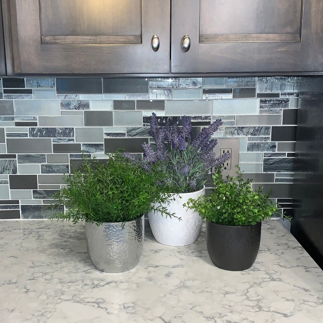 Boston Ceramic Pots ( 3 Piece Set) - 6.3" White, 5.5" Silver, & 5.1" Anthracite