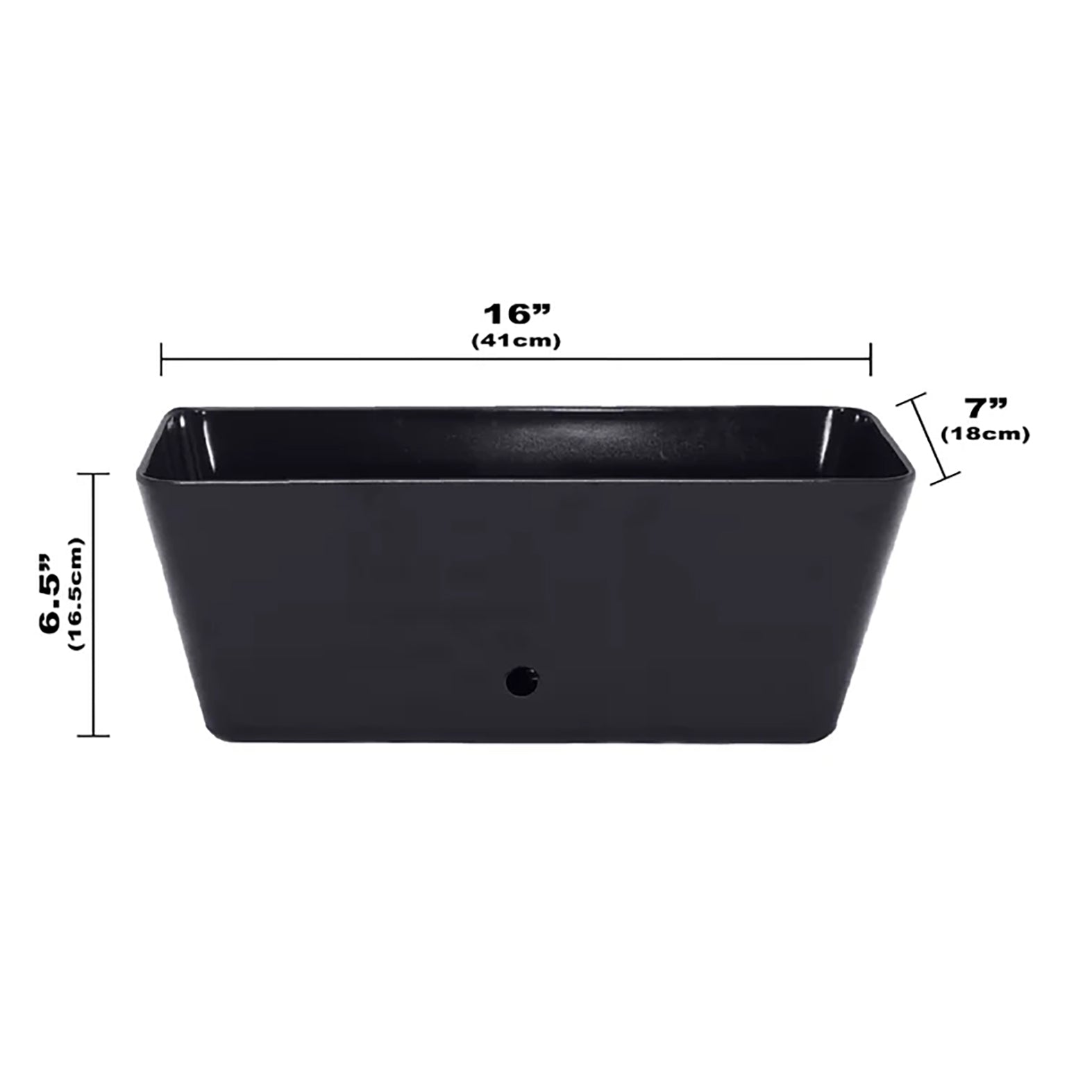 16" Rectangular Self-Watering Bamboo Planter - Black