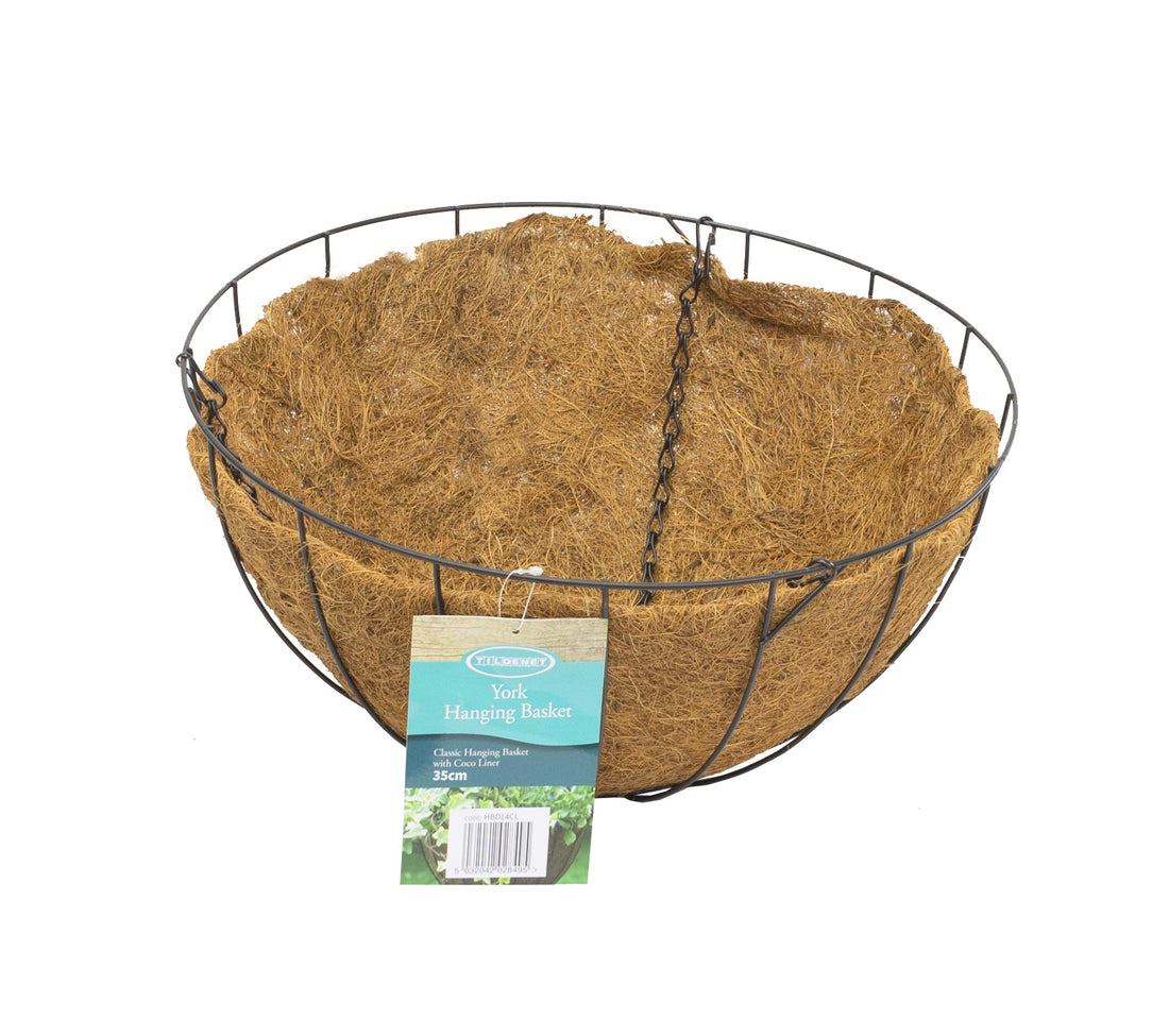 York Deluxe Hanging Basket with Coco Liner - 14"