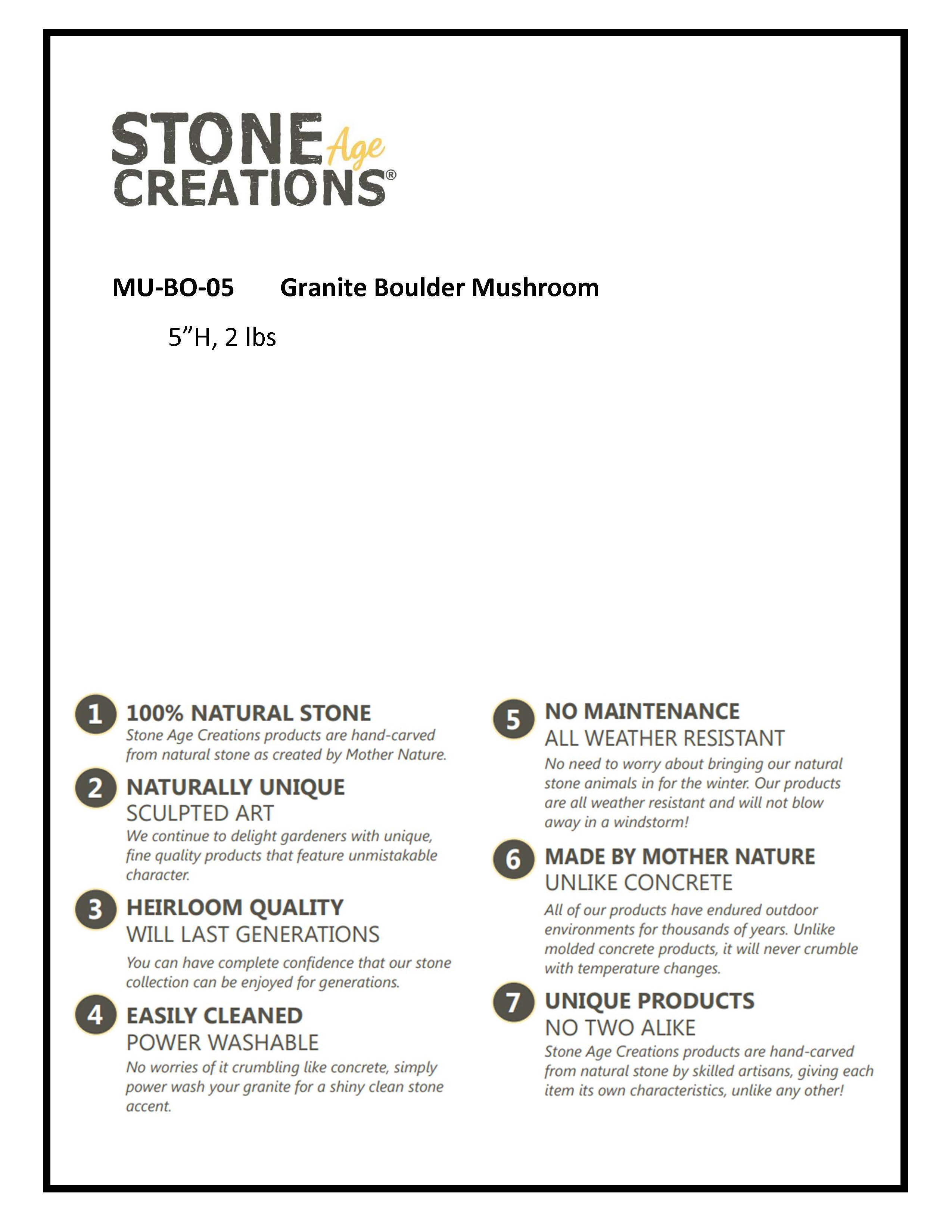 Boulder Mushroom - 5"H