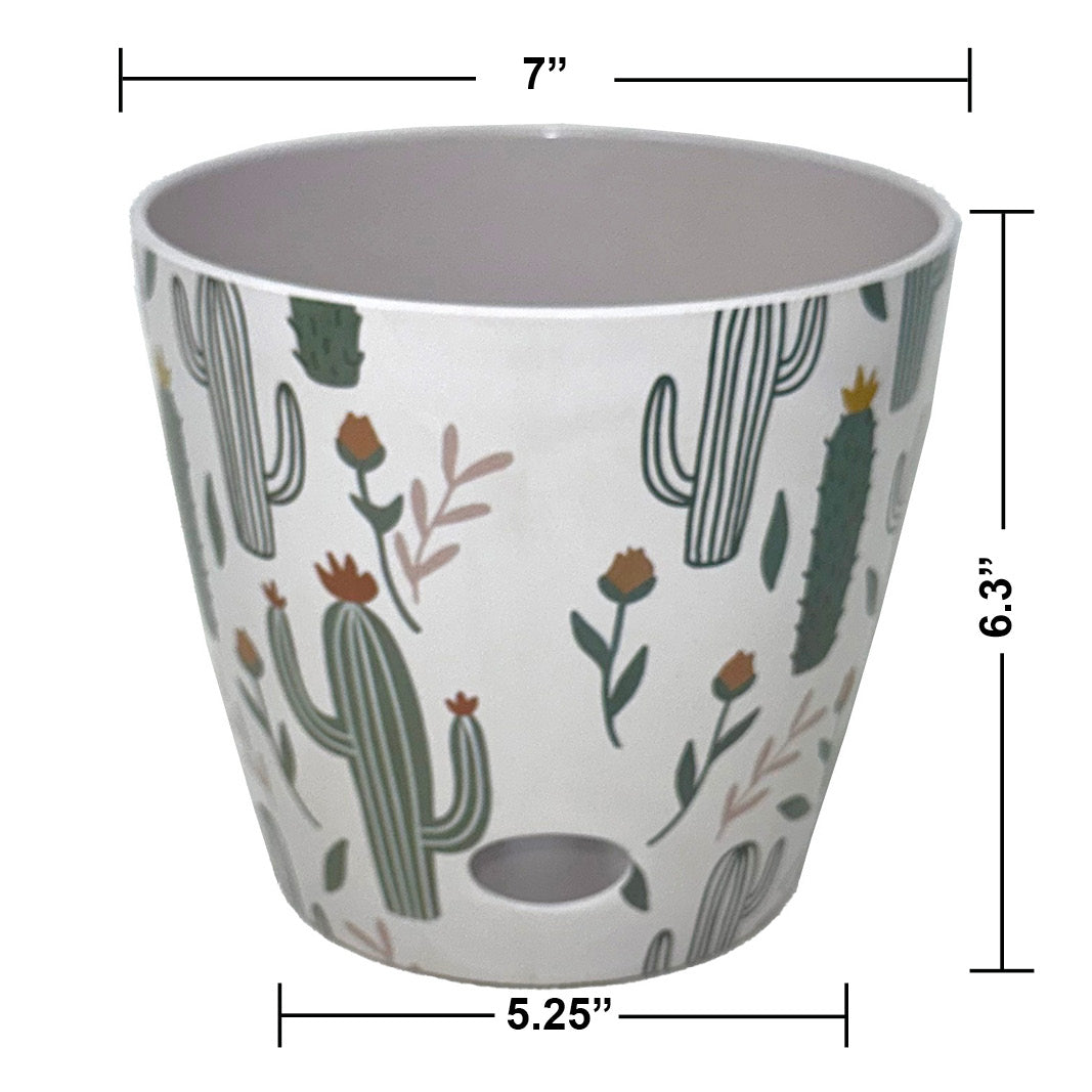 Self-Watering Bamboo Pot - 7" Cactus Round