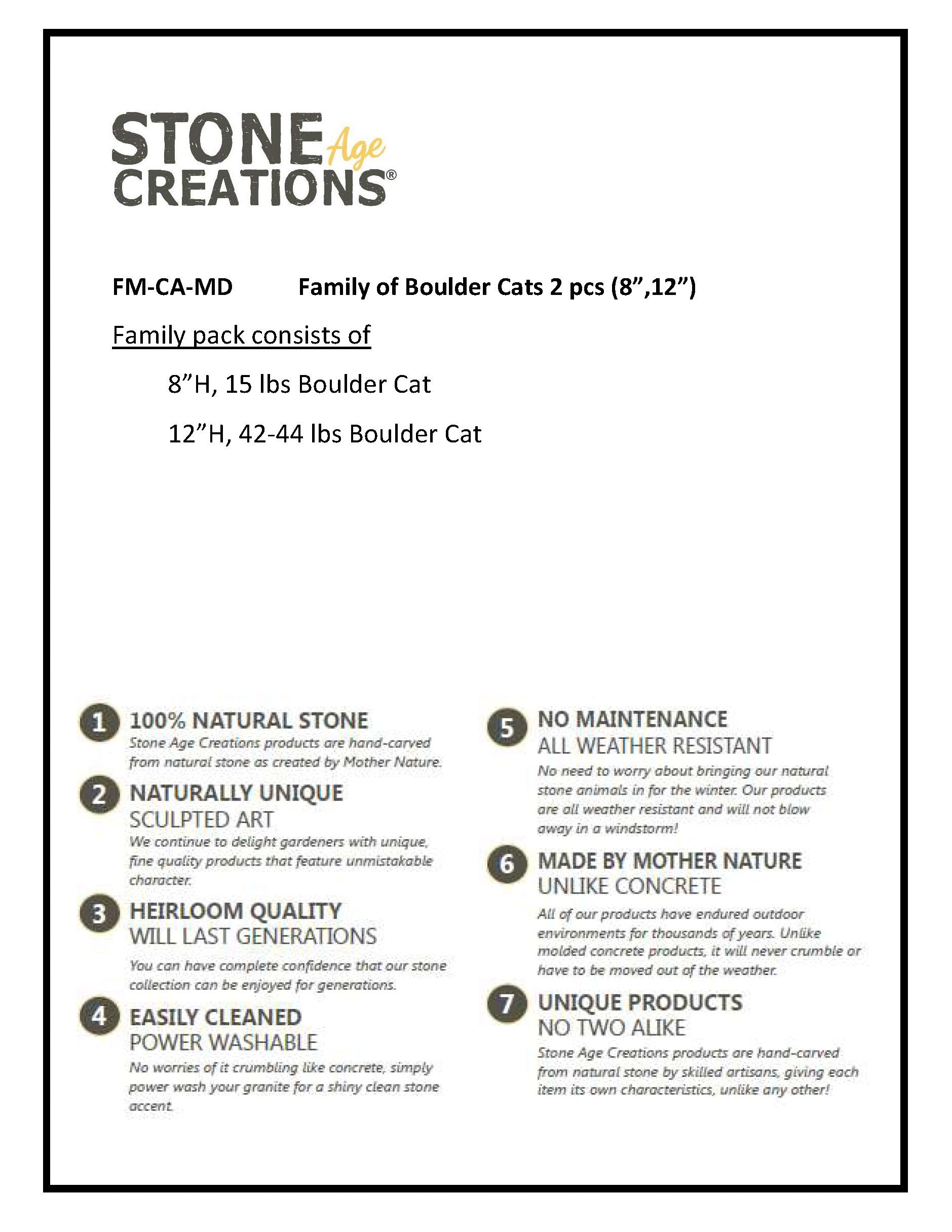 Family of Boulder Cats - 2 Pcs 8"H, 12"H