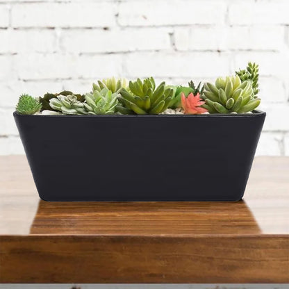 16" Rectangular Self-Watering Bamboo Planter - Black