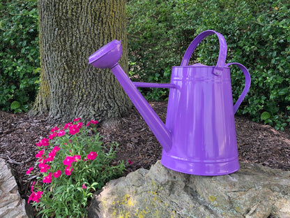 Metal Watering Can &amp; Memory Foam Kneel Cushion Combo - 1.2 gal Violet