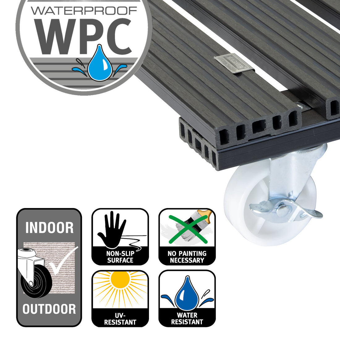 Waterproof Plant Caddy - 15.4" Gray Square