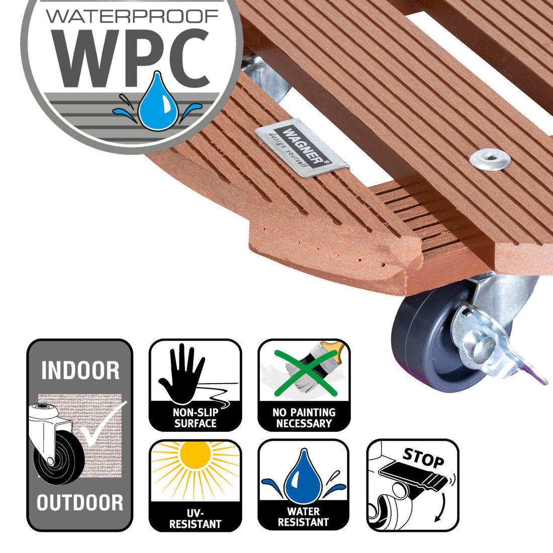 Wagner Waterproof Plant Caddy - 11.4" Terra Cotta Round