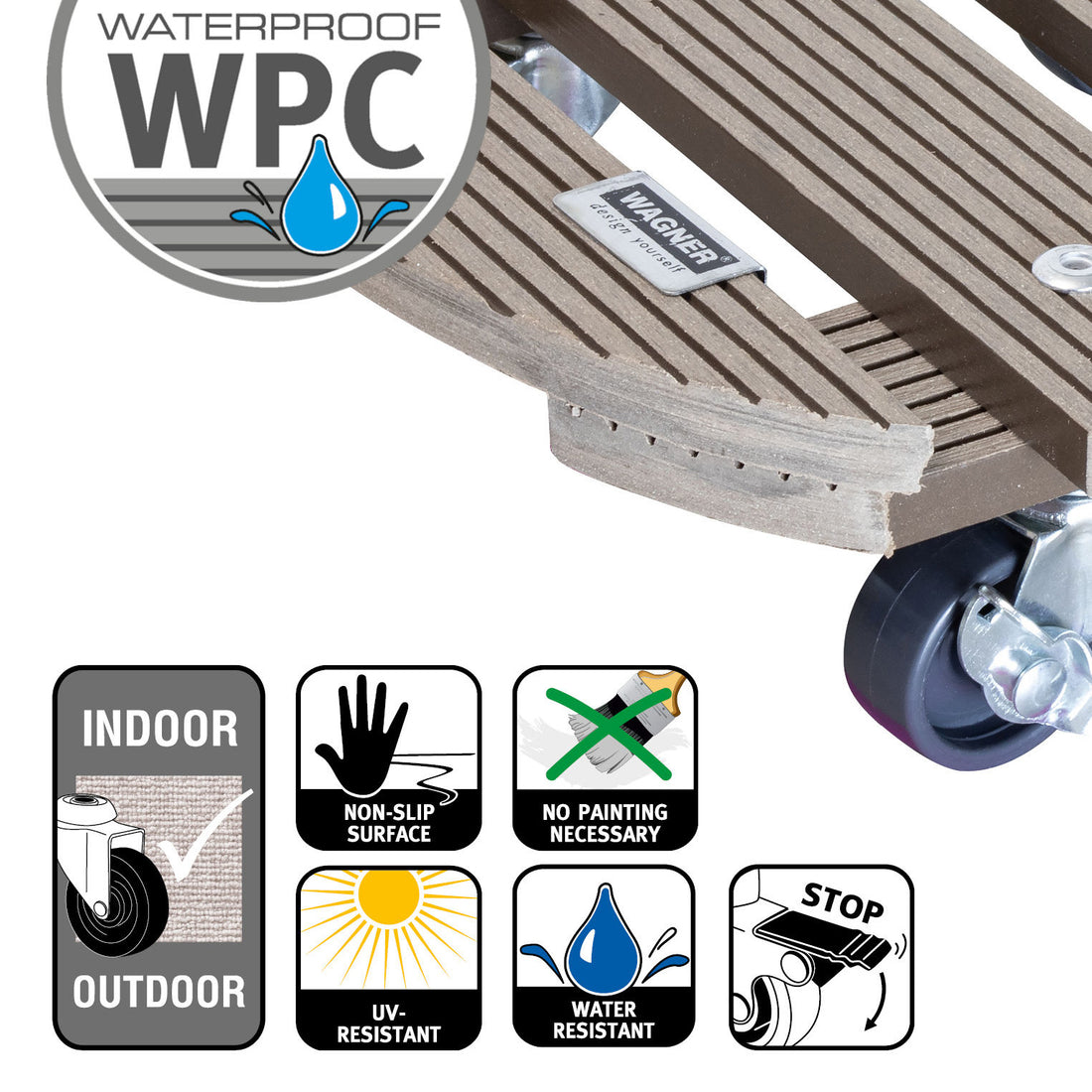 Wagner Waterproof Plant Caddy - 11.4" Taupe Round