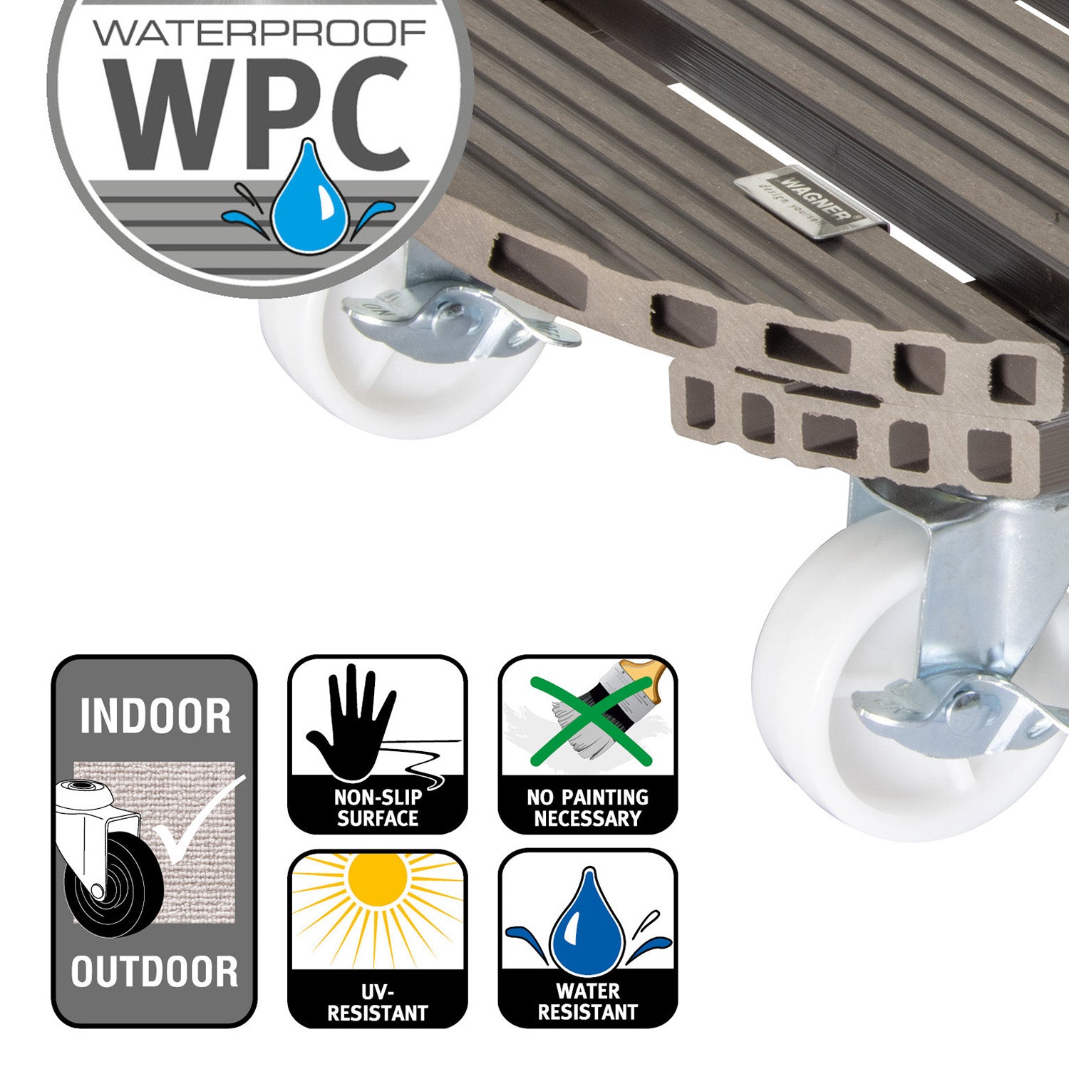 Wagner Waterproof Plant Caddy - 15.1" Taupe Round