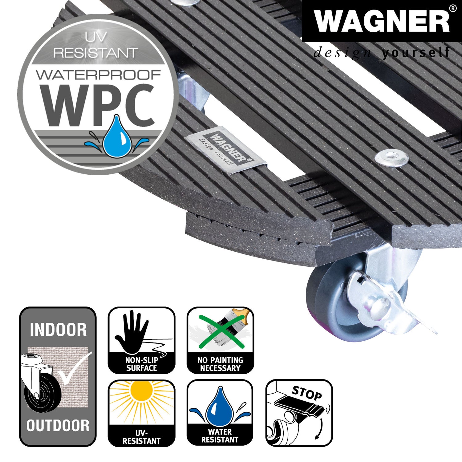 Wagner Waterproof Plant Caddy - 11.4" Gray Round