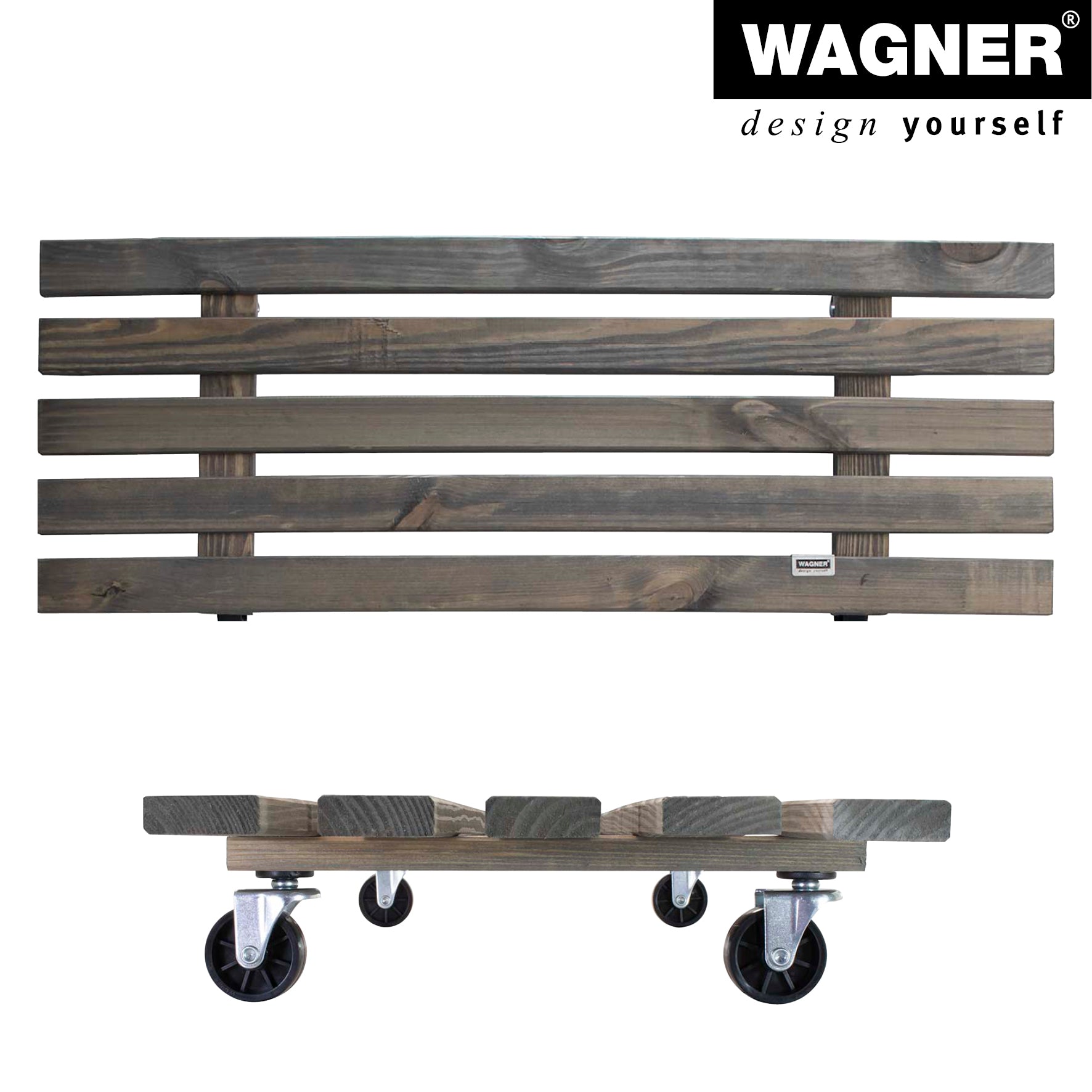 Wooden Plant Caddy - 11.5" x 31" Gray Rectangle