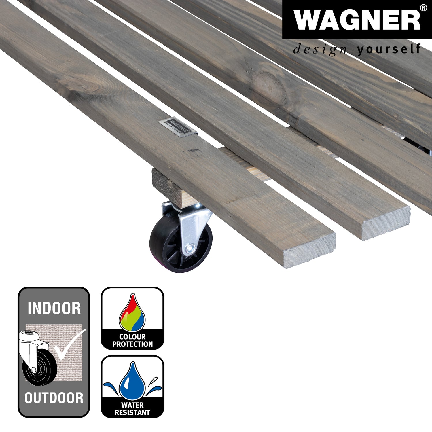 Wooden Plant Caddy - 11.5" x 31" Gray Rectangle