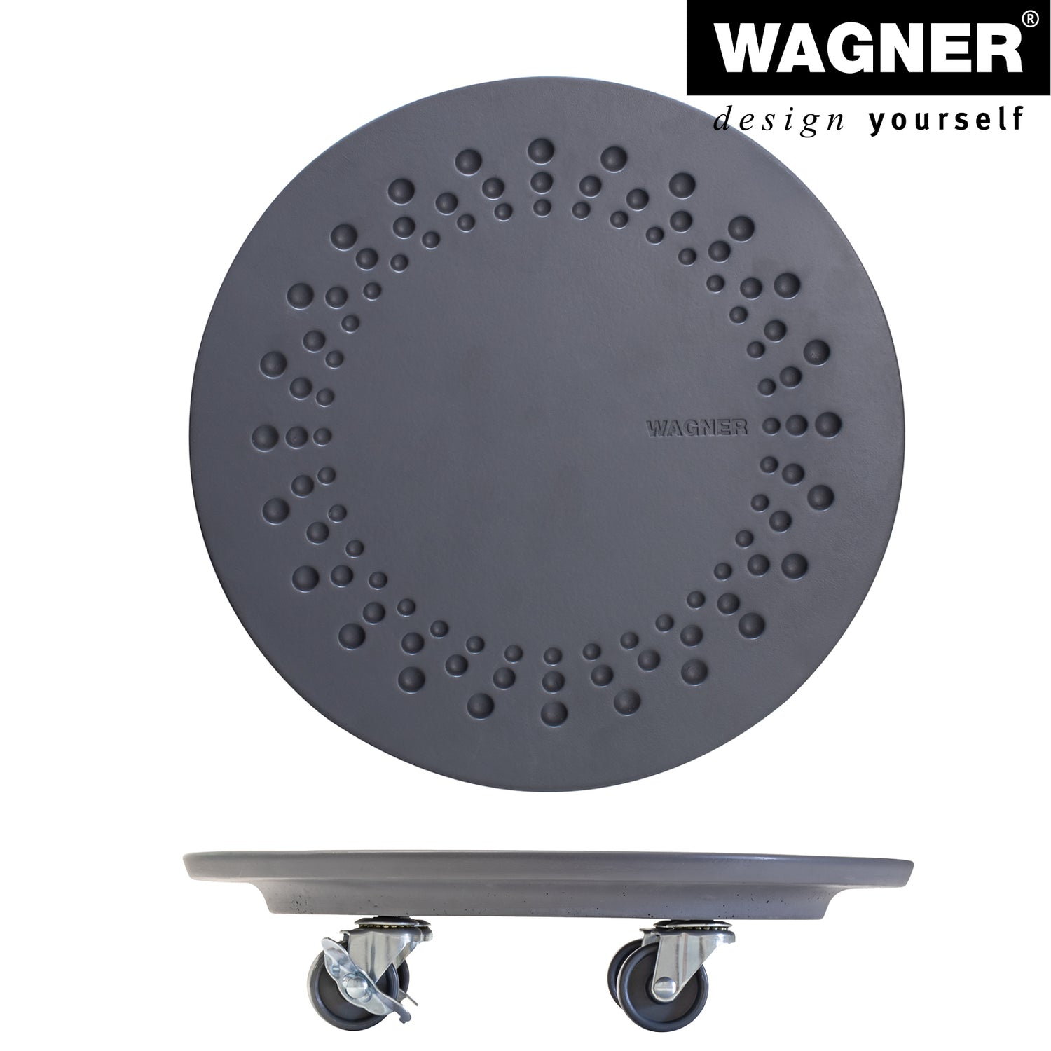 Charcoal Stone Plant Caddy - 13.4" Round