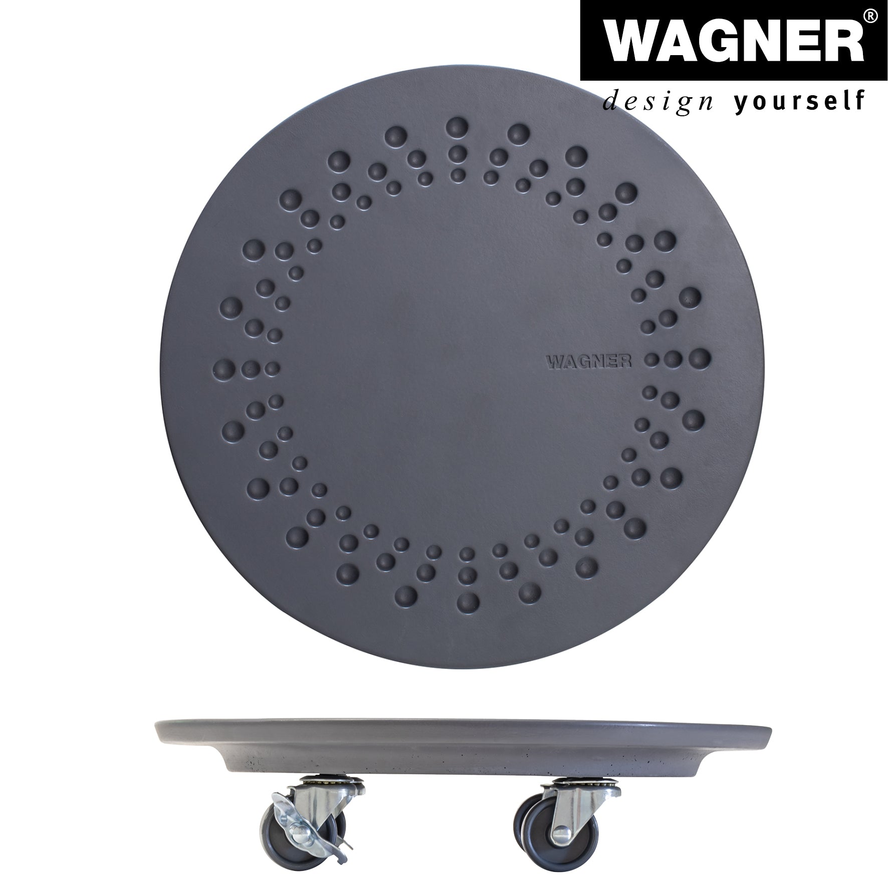 Charcoal Stone Plant Caddy - 13.4" Round