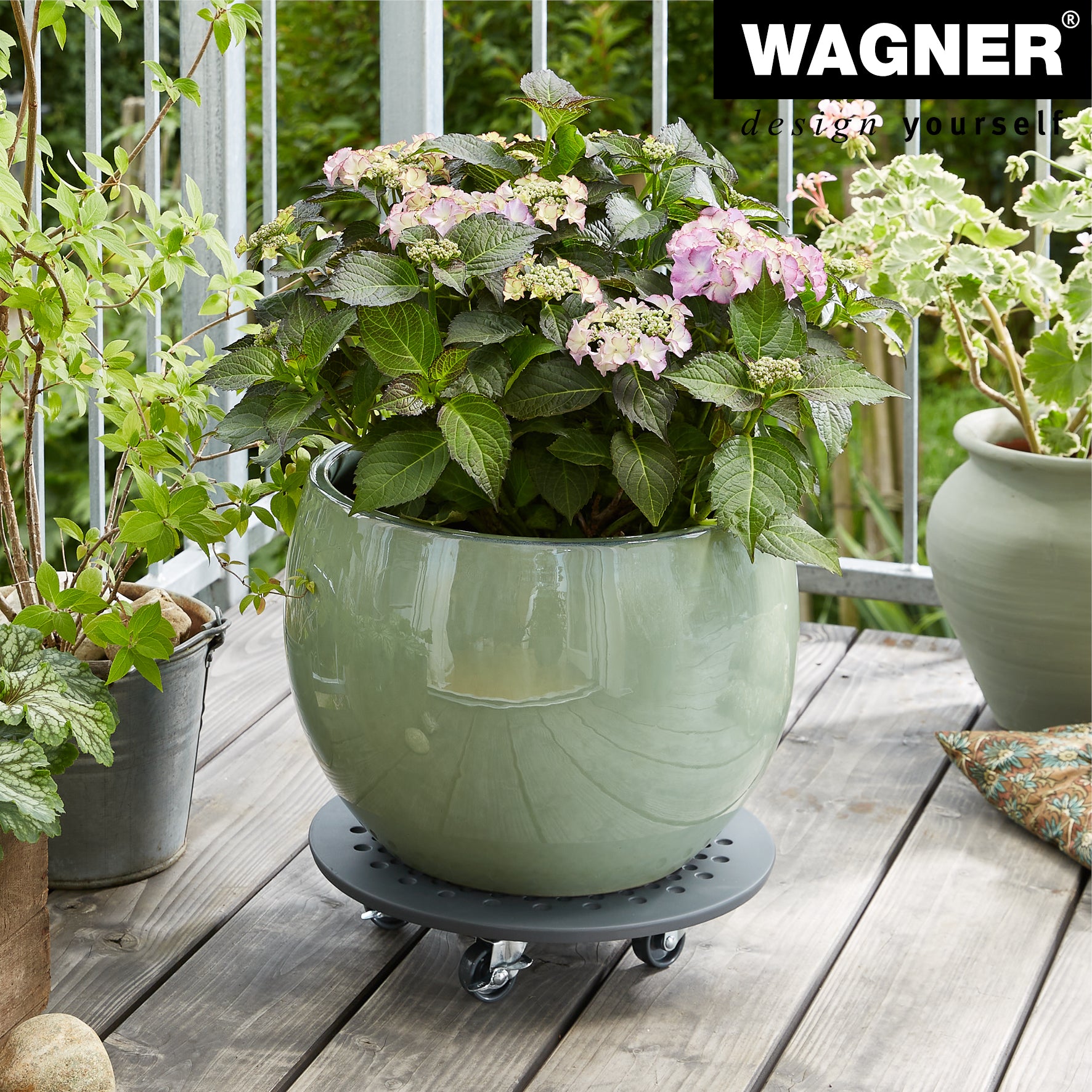 Charcoal Stone Plant Caddy - 13.4" Round