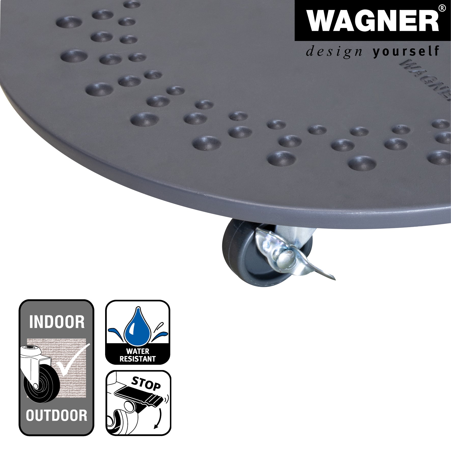 Charcoal Stone Plant Caddy - 13.4" Round