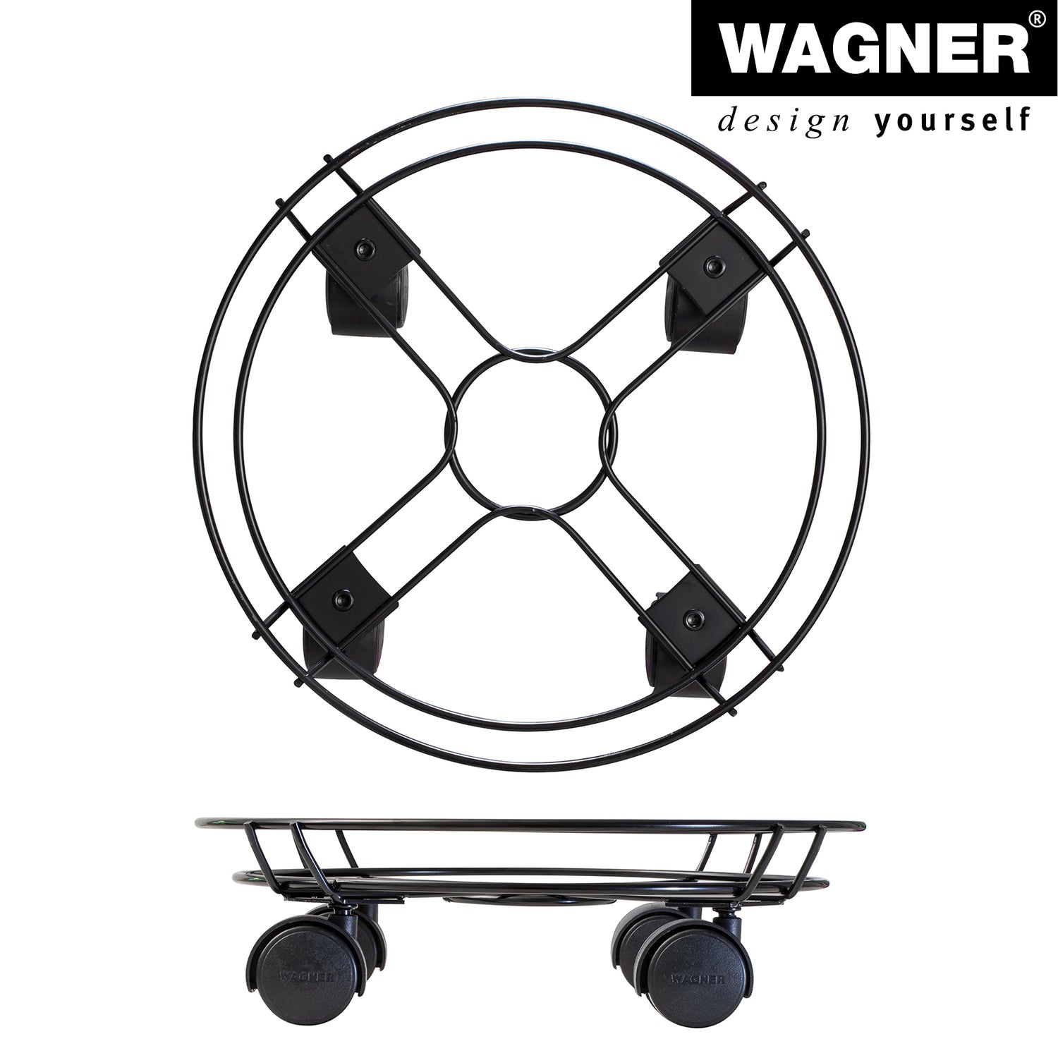 Wire Plant Caddy - 11.8" Black Round