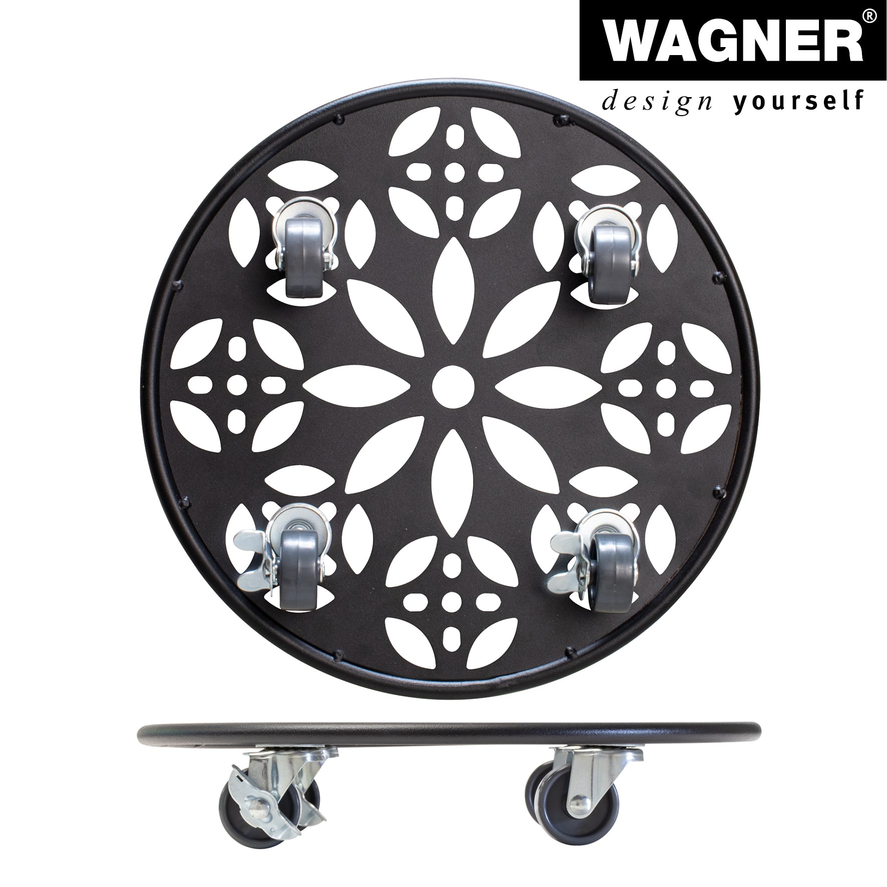 Steel Plant Caddy - 11.8" Black Round Flower