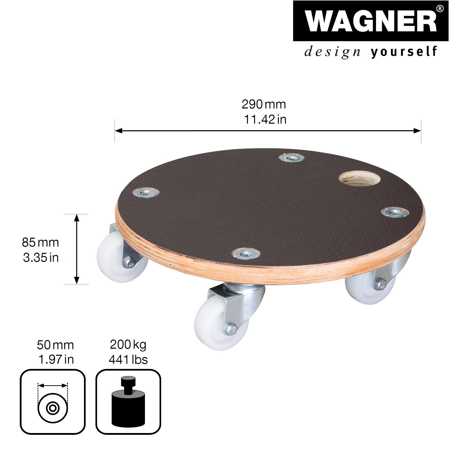 MaxiGrip Plant Caddy - 11.4" Black Round