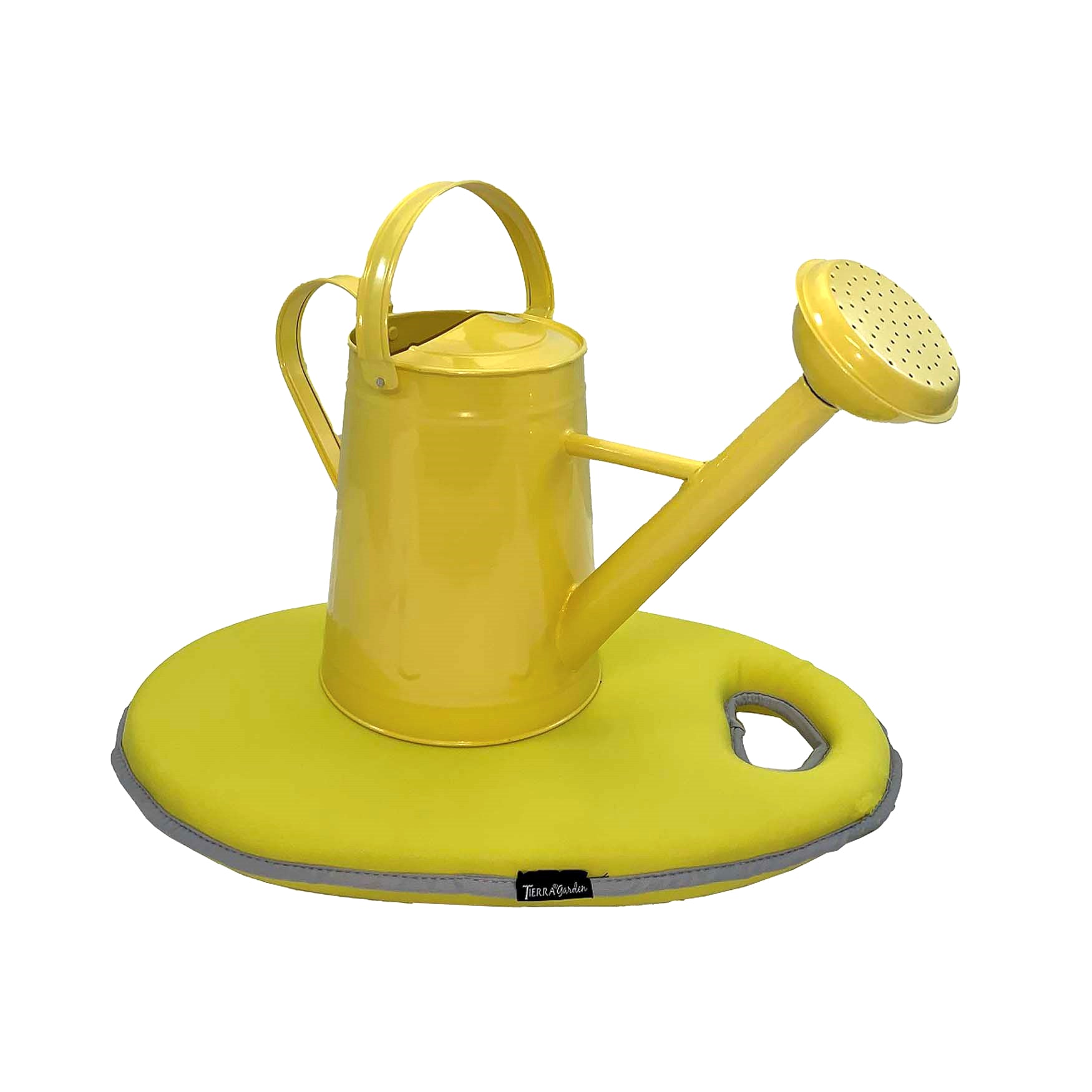 Metal Watering Can &amp; Memory Foam Kneel Cushion Combo - 1.2 gal Yellow