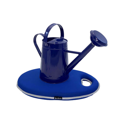 Metal Watering Can &amp; Memory Foam Kneel Cushion Combo - 1.2 gal Blue