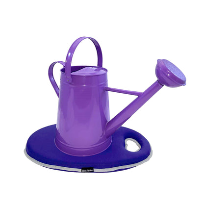 Metal Watering Can &amp; Memory Foam Kneel Cushion - 2.1 gal Violet