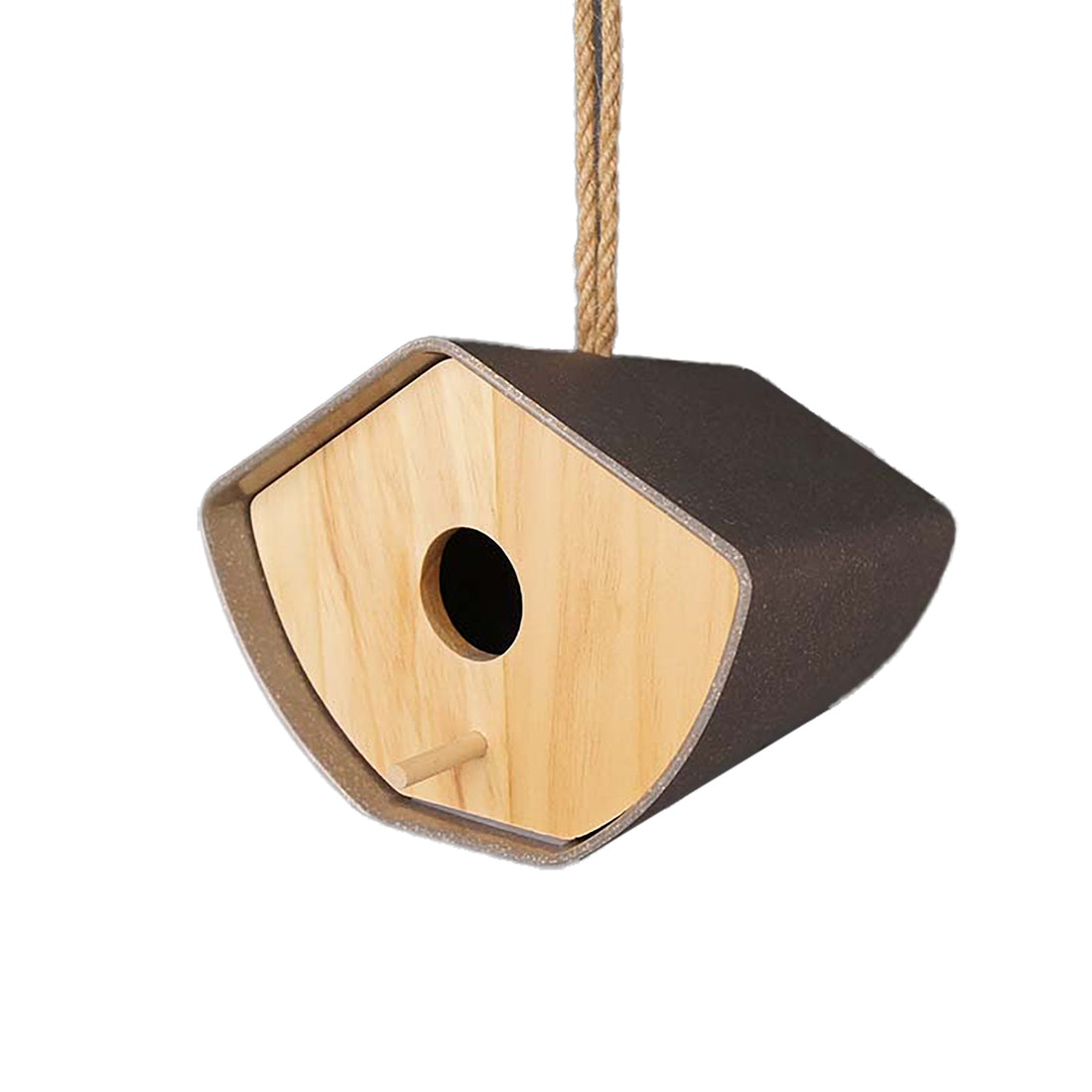 Japandi Birdhouse - 6.3" Anthracite Bamboo