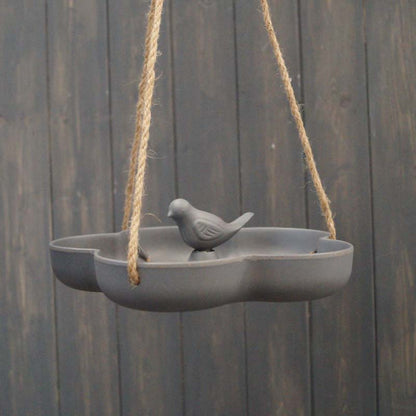 Hanging Bird Bath/Feeder - 9.2" Anthracite Bamboo