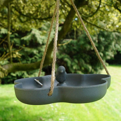 Hanging Bird Bath/Feeder - 9.2" Anthracite Bamboo
